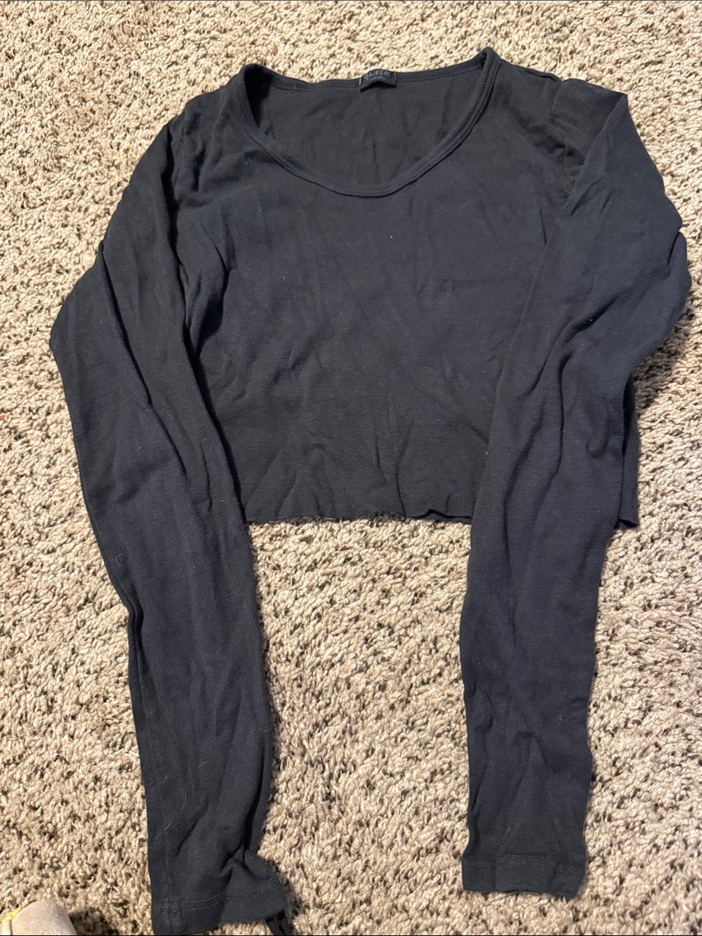 Brandy Melville Black Long Sleeve Cropped Scoop Top